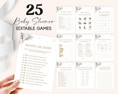 the 25 baby shower editable games are on display