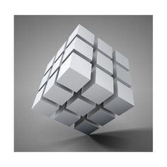 an abstract cube is shown in the middle of a gray and white background with light reflections