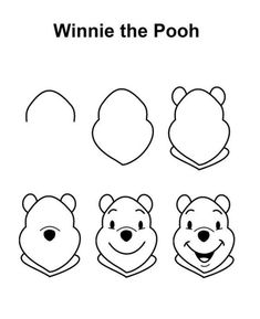 winnie the pooh coloring page with four different shapes and colors, including one bear's head