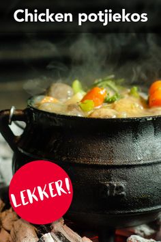 a pot filled with food sitting on top of a stove