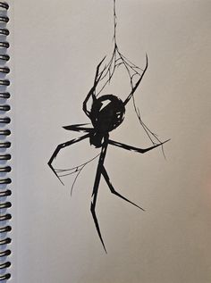 a drawing of a spider hanging upside down