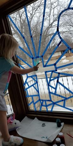 Diy Window Clings For Kids, Glass Window Painting, Diy Stained Glass Window Tissue Paper, Kids Stained Glass Window Craft, Stained Glass Cross Craft, Tissue Paper Stained Glass For Kids, Chalk Inspiration, Painters Tape Art