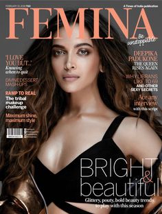 the cover of femina magazine featuring an image of a beautiful woman in black dress