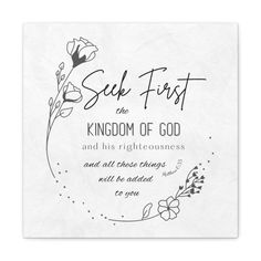 a white paper with the words seek first and kingdom of god