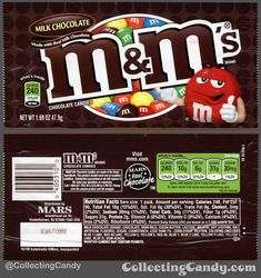 m & m's milk chocolate candy bar wrapper