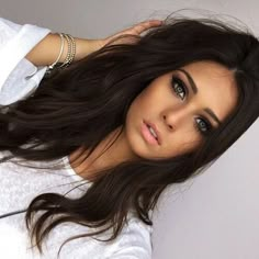 Brunette does not equal boring. Hair Things, Long Dark Hair, Hair Color And Cut, Hair Envy, Brown Hair Colors, Brunette Hair, Hair Skin, Hair Dos, Gorgeous Hair