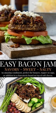 the cover of easy bacon jam savory sweet - salty