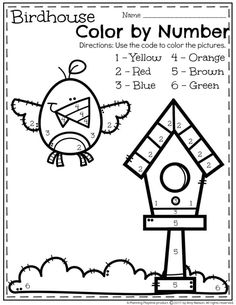 the birdhouse color by number worksheet