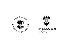 two logos for the clown, including one with a clown's head on it