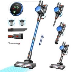 four different types of vacuum cleaners with various functions to clean the room and use