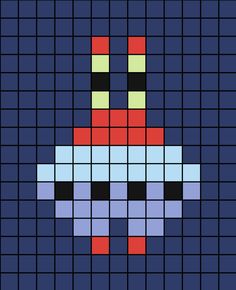 A small pixel art template of Mr Krabs from Sponge-Bob Square-Pants. Spongebob Pixel Art, Cartoon Pixel Art, Pixel Art Mini, Small Pixel Art, Spongebob Squarepants Cartoons, Minecraft Gifts, Hamma Beads Ideas, Mr Krabs, Art Lessons Middle School