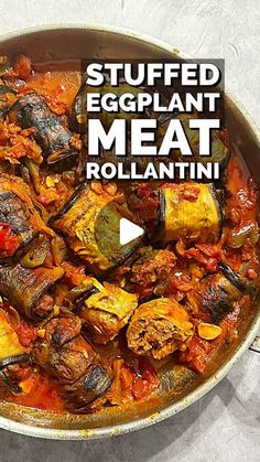 stuffed eggplant meat rolantini in a pan