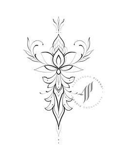 an ornate cross tattoo design on a white background