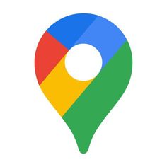 the google map icon is shown in red, yellow and green