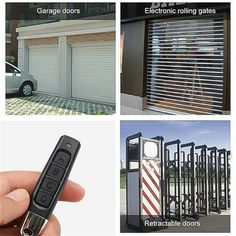 an image of garage doors with remote controls