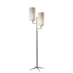 a floor lamp with two lamps on it