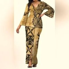 Dresses | Long Kapa Print V Neck Hawaiian Dress With Ruffle Sleeves | Poshmark Bula Dress Designs, Hawaiian Dresses For Women Party, Samoan Puletasi Design Style, Bula Dress Patterns, Samoan Dress Design, Polynesian Dress Style, Pacific Island Dress Patterns, Tongan Clothing, Puletasi Designs