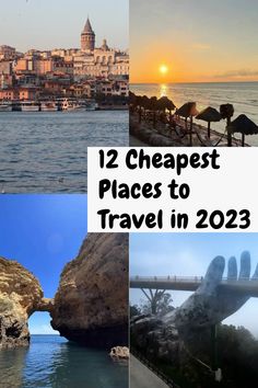 four pictures with the words 12 cheapest places to travel in 2013 on top and bottom