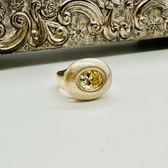 Beautiful Italian Sterling Silver Gold Plated Statement Ring!!! Modernist Vintage Champagne Citrine Cz Brushed Gold Ring. Size 6.5 Stamped 925 * 1481 Vi Marks:  & 925 This Is A Preloved Ring In Good Vintage Condition. In Good Vintage Condition. Interior Needs A Detailed Polish. Brushed Gold Ring, Vintage Champagne, Womens Jewelry Rings, Sterling Ring, Statement Ring, Gold Ring, Citrine, Statement Rings, Silver Gold