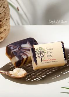 Experience the exquisite blend of cocoa butter and peppermint essential oils in our handmade Cocoa Mint Soap Bar. This natural cleanser not only refreshes and rejuvenates your skin but also invigorates the senses. Its inviting aroma and creamy lather is sure to transport you to a serene, spa-like environment. Dive into the world of self-care with this luxurious soap! Mint Soap, Peppermint Leaf, Peppermint Soap, Peppermint Scent, Ingredient List, Natural Cleanser