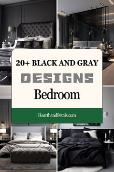 Stylish black and grey bedrooms with contemporary designs, featuring clean lines, modern lighting, and elegant accessories. Grey Bedroom Furniture Decor Ideas, Black And Light Grey Bedroom, Gray And Black Bedding, Greyscale Bedroom Ideas, Grey And Black Bedroom Ideas For Women, Black Grey White Bedroom, Black And Gray Bedding, Dark Gray Room Ideas Bedroom, Black And Silver Bedroom Ideas