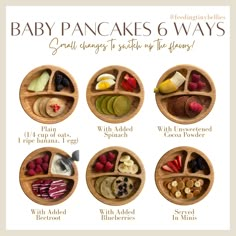 the baby pancakes 6 ways are great for toddlers to make their own breakfasts