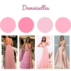 a collage of pink and gold dresses with the words madinidos on them