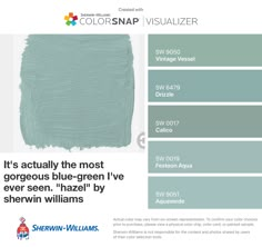 the color swat list for sherylin williams's paint colorsnap visualizer