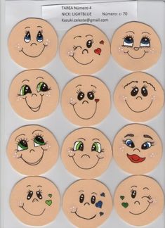 an assortment of smiley faces with different eyes and mouth shapes, including one in the middle