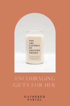 Encouraging and motivational gifts are perfect for any friend or family member in your life that might need a little pick me up. Remind them that they are capable of amazing things with this personalized candle. Any recipient is sure to love! Personalized Candle, Encouragement Gifts, Motivational Gifts, Personalized Candles