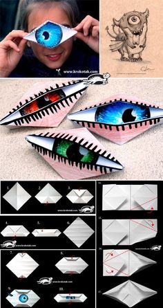 the instructions for how to make an origami eye