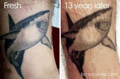 the before and after pictures show how tattoos have changed over time