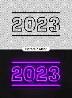 the before and after photoshopped neon signs are being used to create an image