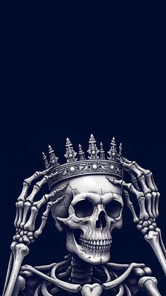 a skeleton with a crown on its head