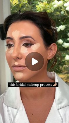 a woman with makeup on her face and the words, this bridal makeup process