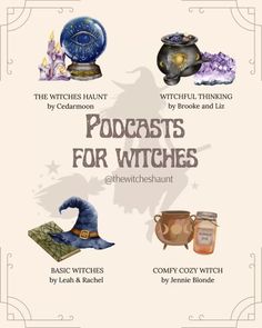 Witchy Podcasts Spotify, Must Have Witch Stuff, Witch Youtube Channels, Apps For Witches, Witchy Podcasts, Witch Podcast, Witchy Practices, Witchcraft Ideas, Cozy Witch