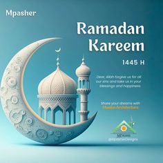 an advertisement for the raman kareem festival with a crescent and mosque on it