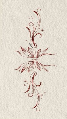 a drawing of a flower with swirls and stars in the middle on white paper