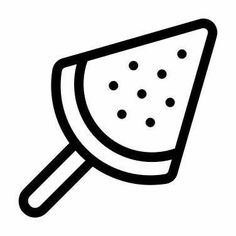 a black and white image of a spatula with dots on the side, against a white background