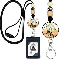 PRICES MAY VARY. Teacher lanyard with unique design from the usa, it includes 20'' long soft, smooth, skin-friendly nylon rope, 4 pretty silicon or wooden beads, one big acrylic plate, metal keychain ring, swivel snap hook clip, breakaway safety snap clasp, and a veg leather id holder with 3 card slots. This is the super cute design from california, a functional and stylish id badge lanyard that you will find nowhere else. Id lanyard badge holder for women , it has a veg leather card holder with Teacher Lanyards, Lanyard Badge Holder, Id Lanyard, Teachers Aide, Badge Lanyard, Keychain Ring, Teacher Lanyard, Lanyard Keychain, Beaded Lanyards