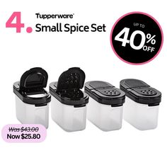 four tupperware small spice set with 40 % off