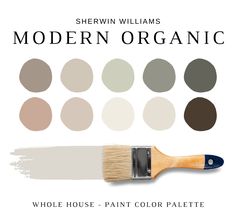 a paintbrush with different shades of brown and white on it, including the words modern organic