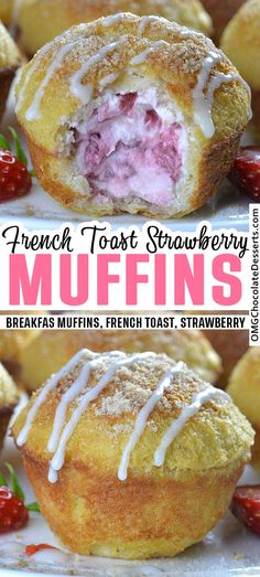 strawberry cream cheese french toast muffins on a plate