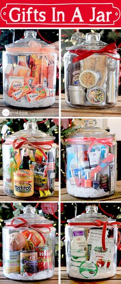 christmas gifts in a jar are on display for the holiday season, and it's easy to make