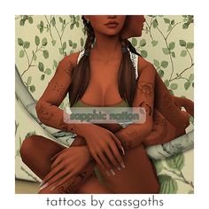 a painting of a woman with tattoos on her body