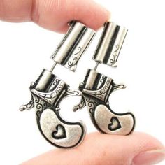 Just arrived! For regular pierced ears Super cute pistol annie earrings! Silver colored just like photo!! For regular pierced ears! Jewelry Earrings Fake Gauge Earrings, Fake Gauges, Gauged Earrings, Plugs Earrings, Piercing Jewelry, Punk Fashion, Accessories Jewelry