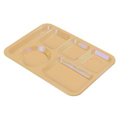 a plastic tray with three compartments on it