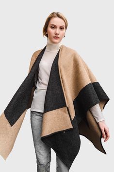 The Wool Cape That Transforms Any Outfit Make a statement with our Patterned 100% Wool Cape, a versatile piece perfect for spring and fall. Crafted from high-quality sheep's wool, it's designed for both comfort and warmth. Whether you're dressing up for a special occasion or seeking a cozy layer for everyday wear, this wool cape has you covered. Available in various colors to suit any outfit. Style #: WKAI503 Cape Shawl, Wool Cape, Textile Arts, Simple Trendy Outfits, Outfit Style, Grey And Beige, Wool Plaid, Spring And Fall, Ponchos