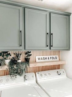 a washer and dryer in a laundry room