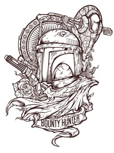 Bounty Hunter Project on Behance Mandalorian Tattoo, Star Wars Tattoo Sleeve, Star Wars Coloring Pages, Star Wars Coloring, Hunter Tattoo, Star Wars Bounty Hunter, Star Wars Drawings, Star Wars Tattoo, Coloring Pages For Adults